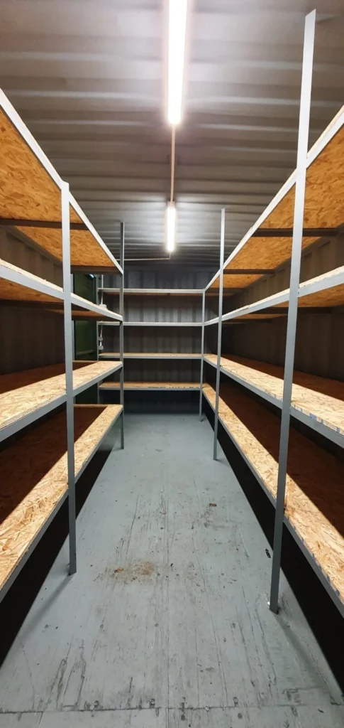 20ft High Cube Container With Anti-Condensation, Lighting & Shelving