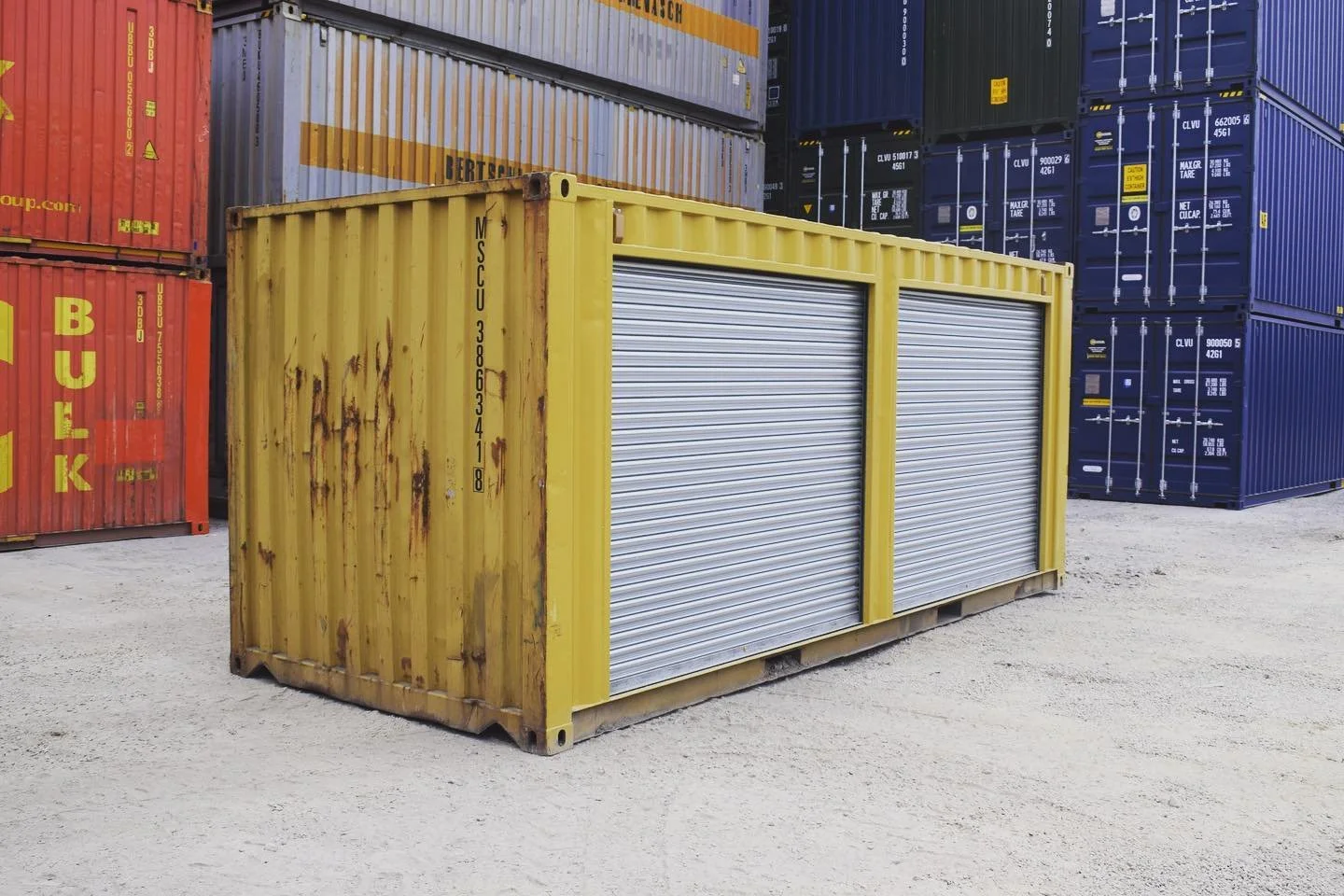Yellow 20ft Container – Dual Side Roll-Up Doors - Image 2